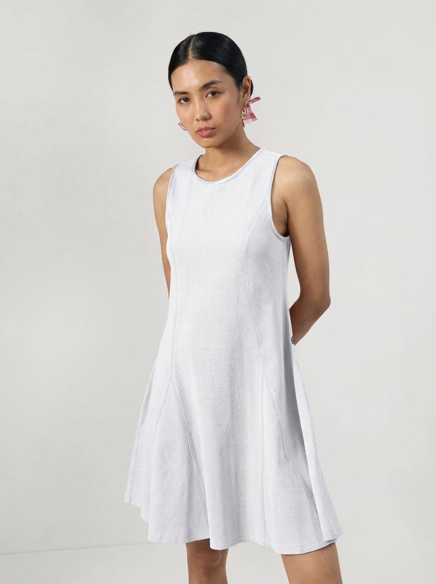 Flared Sleeveless Round Neck Mini Dress