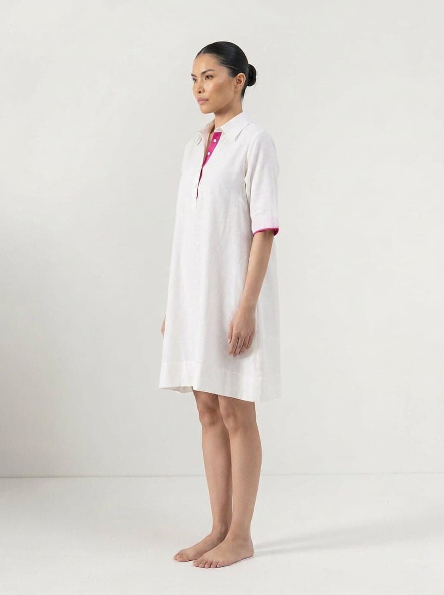 A-Line Shirt Dress With Button Placket